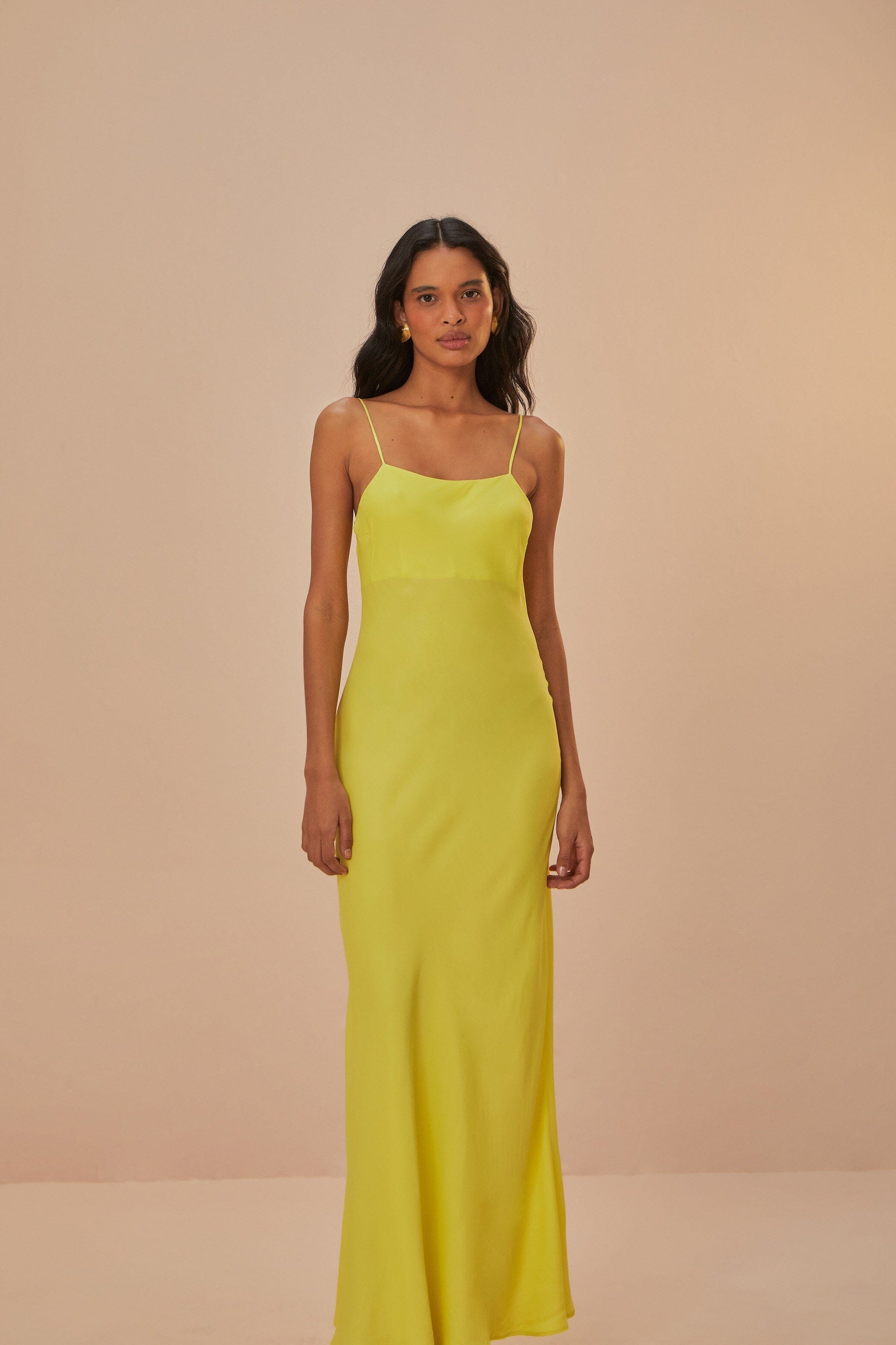 Neon Green LENZING ECOVERO Viscose Slip Dress FARM Rio