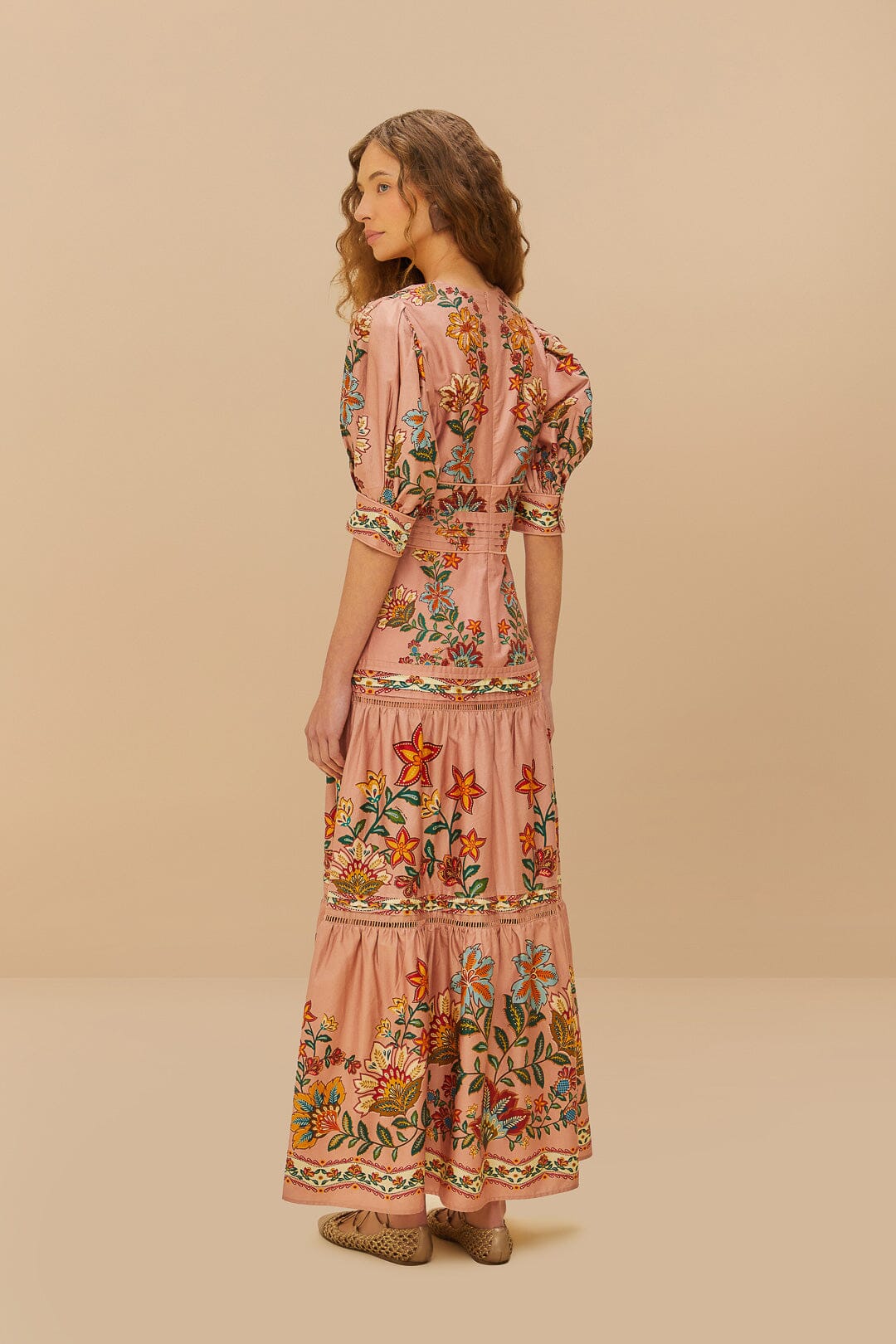 Pink Garden Delight Short Sleeve Maxi Dress