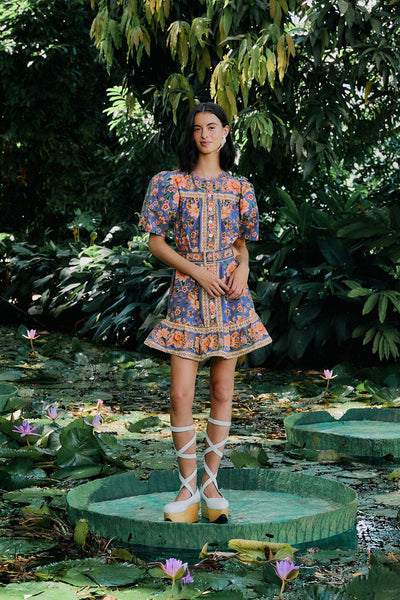 Blue Superbloom Tapestry Organic Cotton Mini Dress – FARM Rio