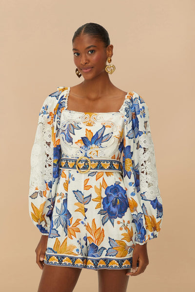 【Bibiy】ALEXA FLOWER ROMPERS Off-White Summer Flowers LENZING™ ECOVERO™ Euroflax™ Romper – FARM Rio