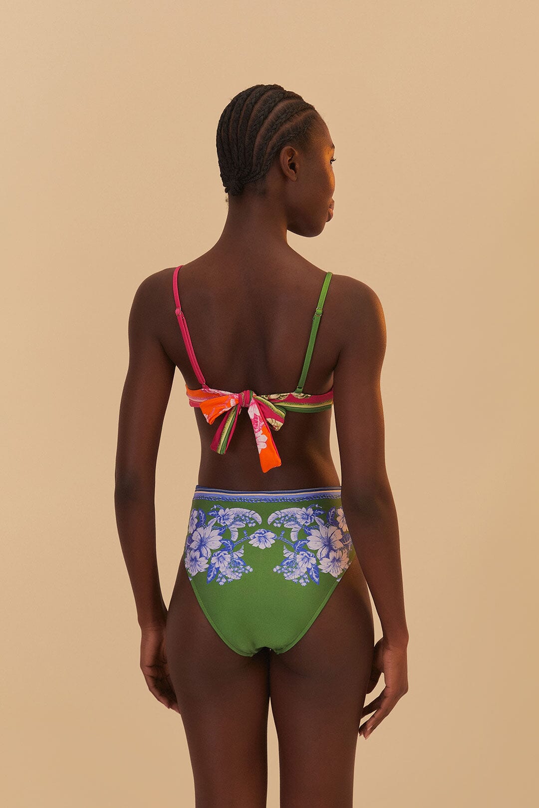 FLORAL ELEGANCE MIXED SCARVES HIGH WAIST BIKINI BO