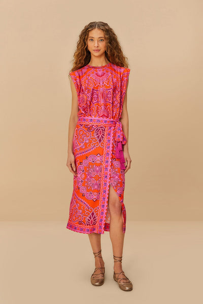 Red Paisley Scarf LENZING™ ECOVERO™ Viscose Midi Skirt – FARM Rio