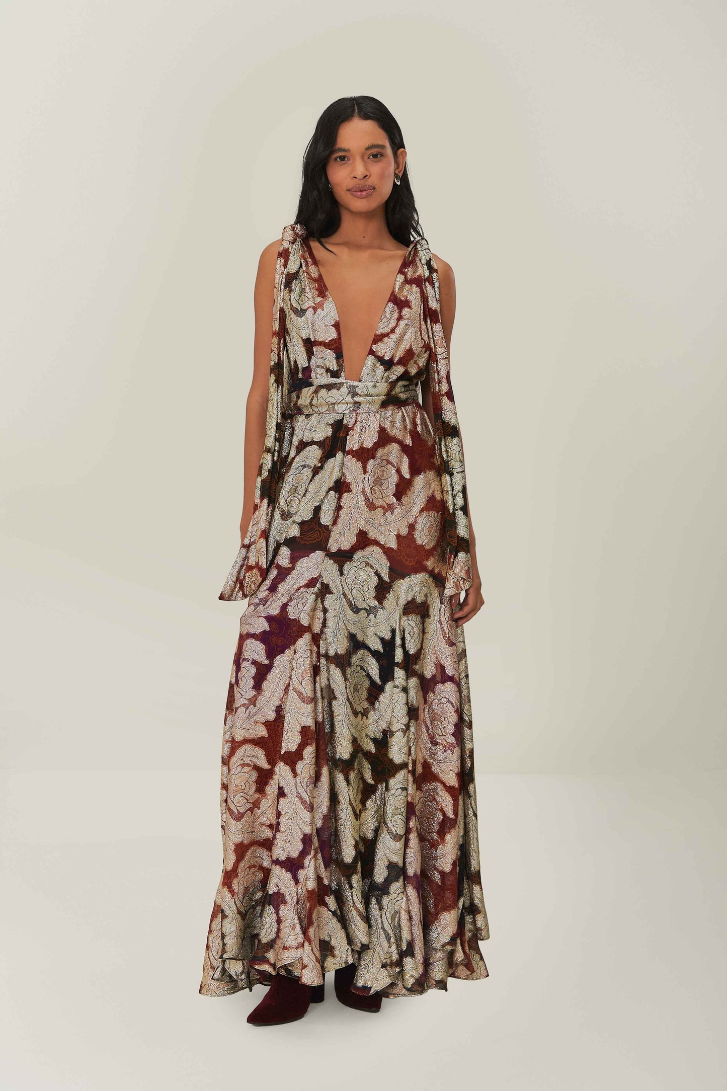 Jacquard Lurex Sleeveless Maxi Dress