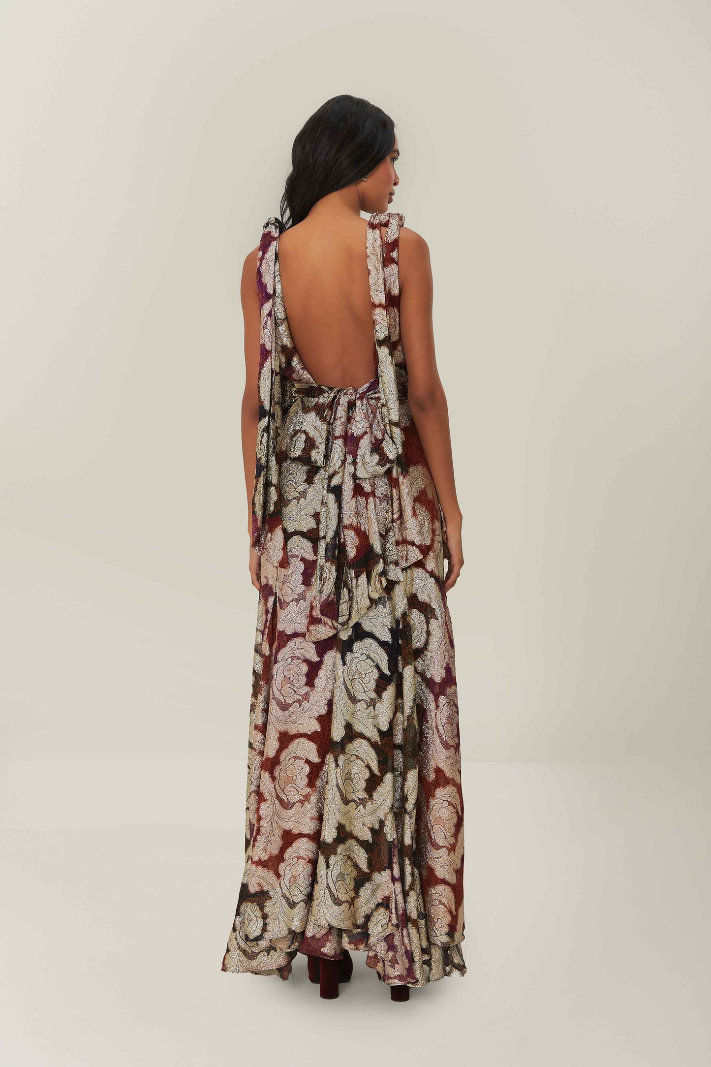 Jacquard Lurex Sleeveless Maxi Dress