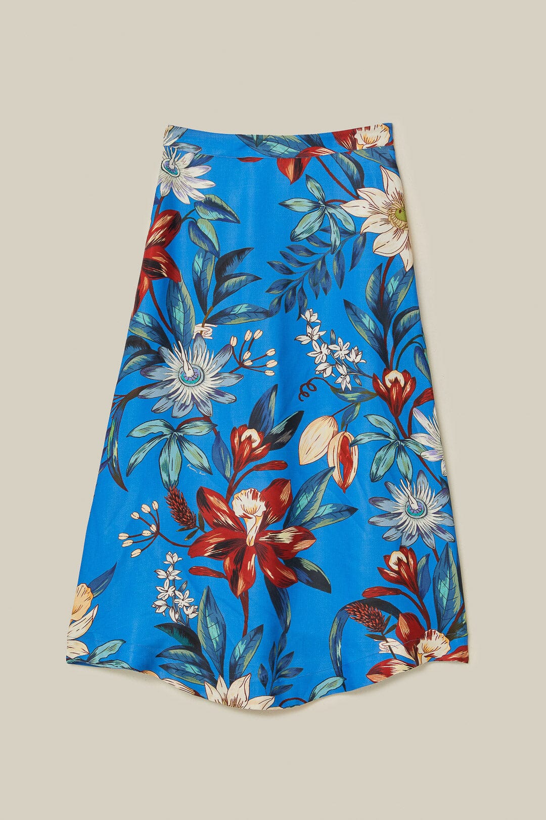 Blue Surreal Flowers LENZING™ ECOVERO™ Midi Skirt