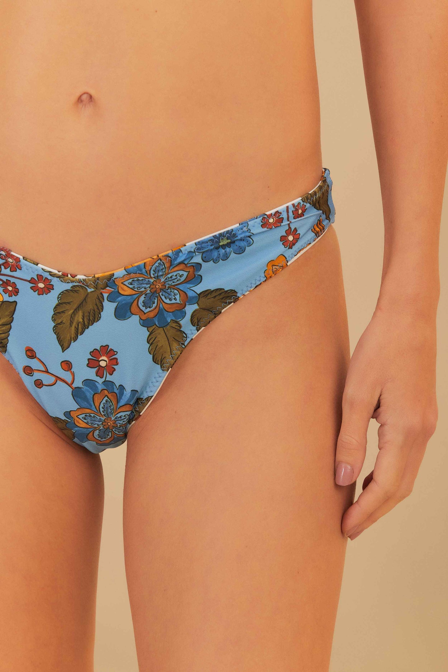 Blue Garden Scarf Reversible Bikini Bottom