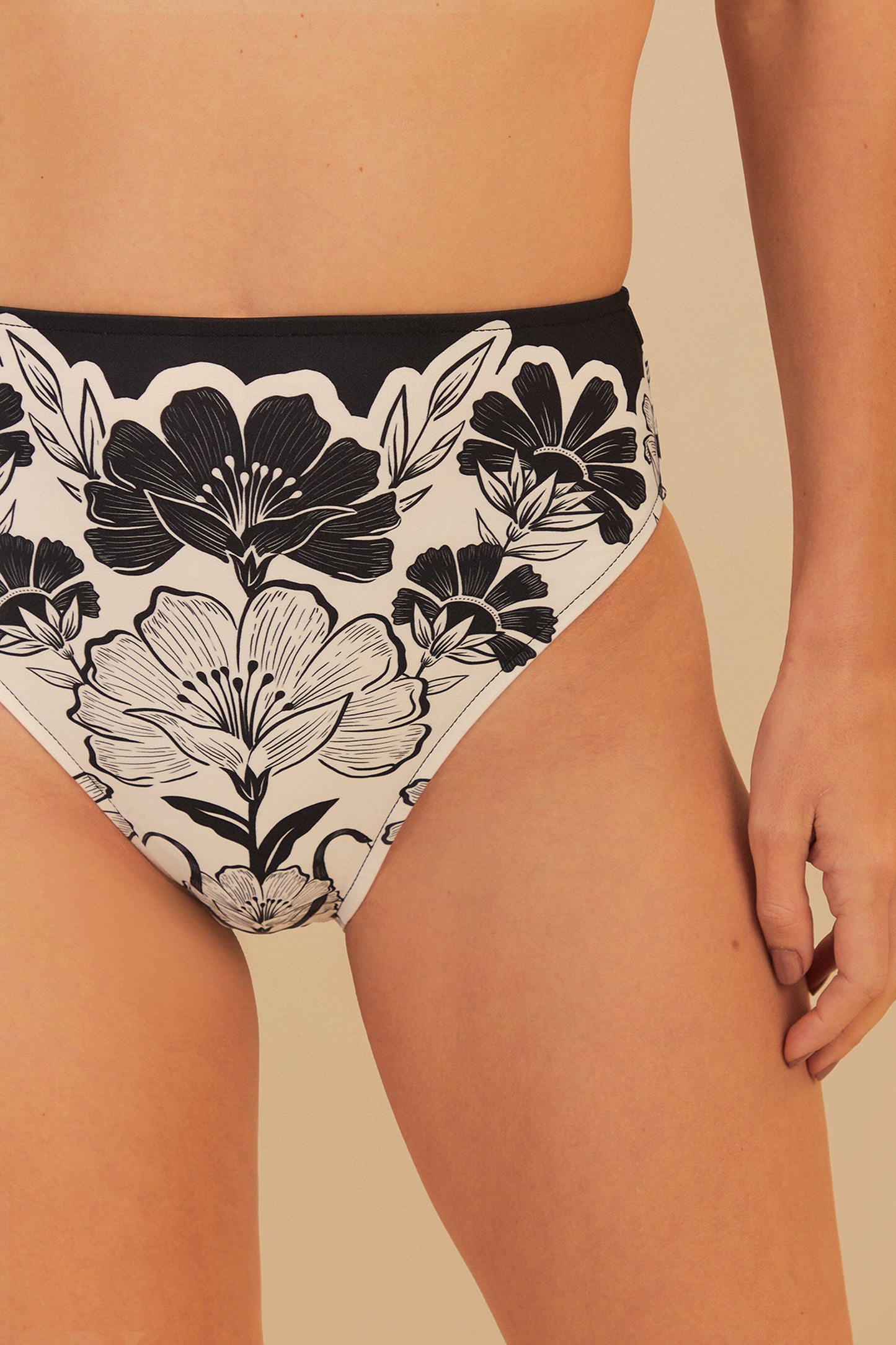 Black Flower Leopards High Waist Bikini Bottom