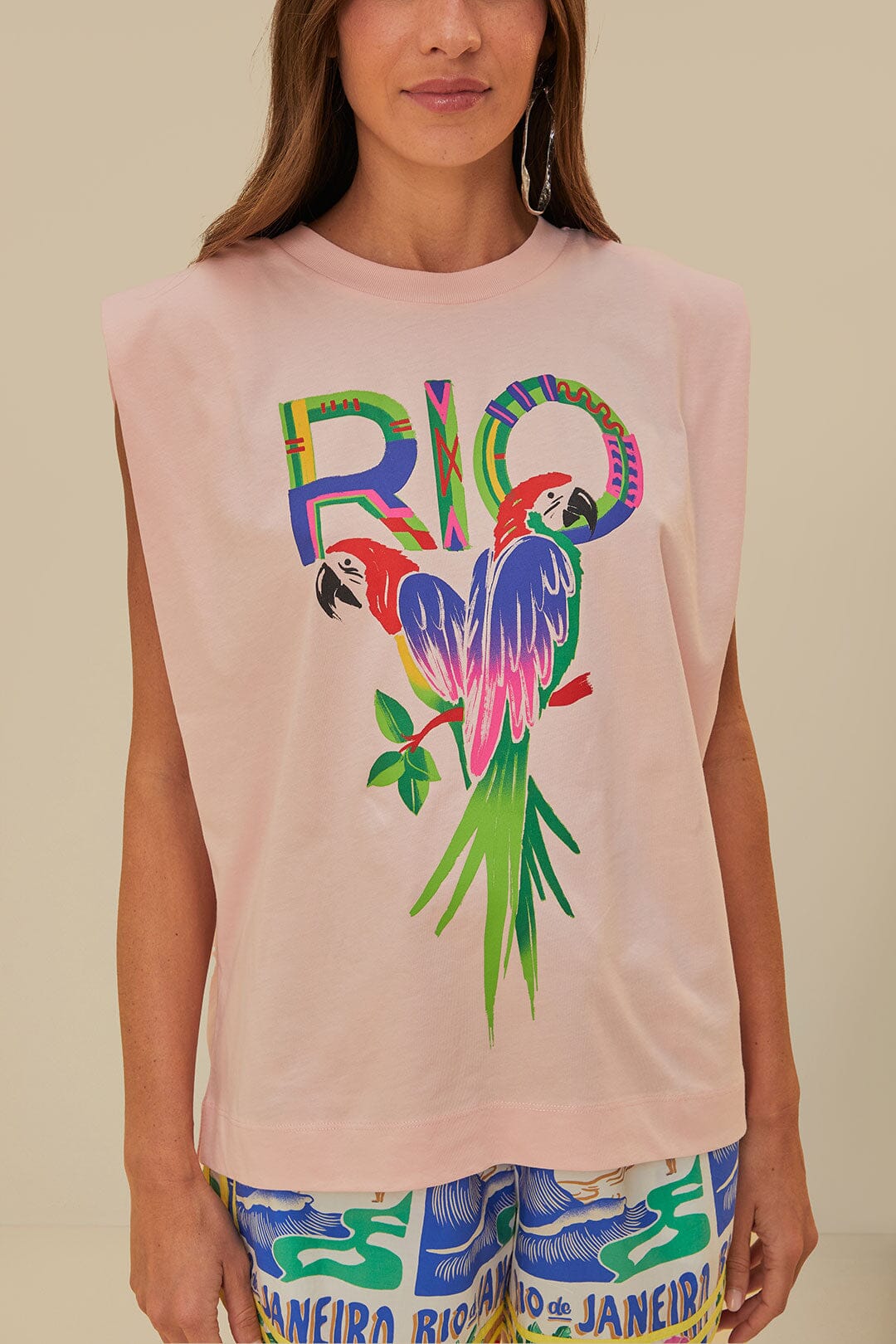 Pink Rio Shoulder Pad Organic Cotton T-Shirt