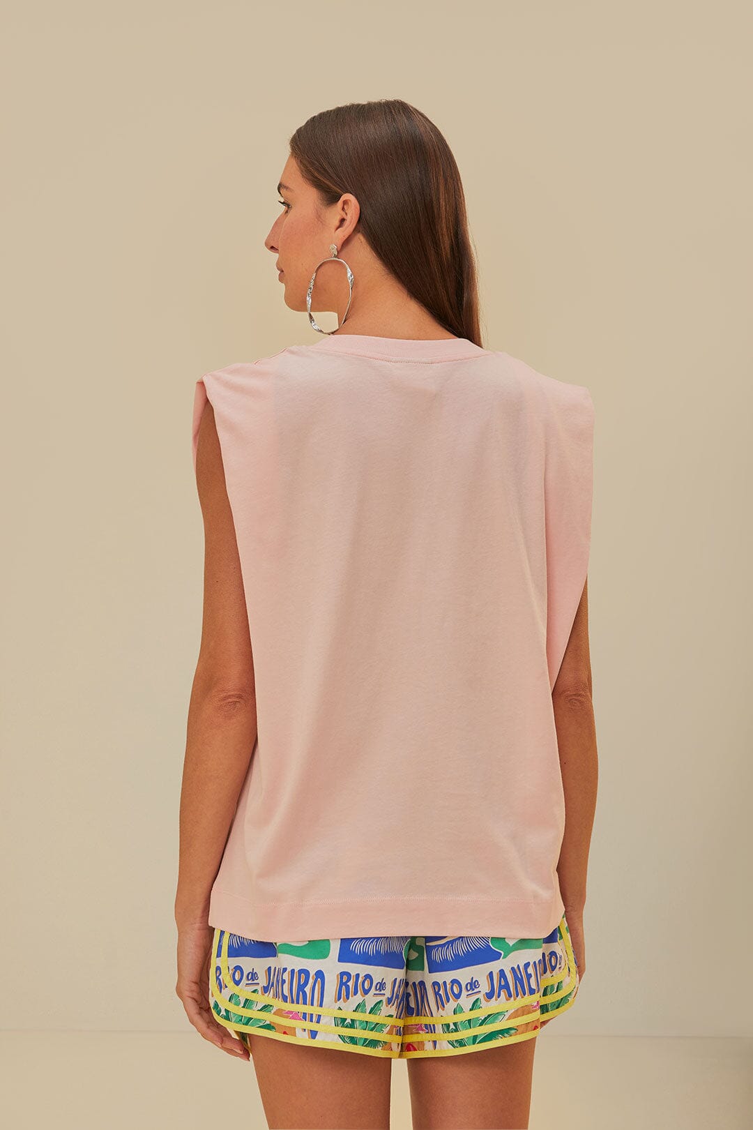 Pink Rio Shoulder Pad Organic Cotton T-Shirt