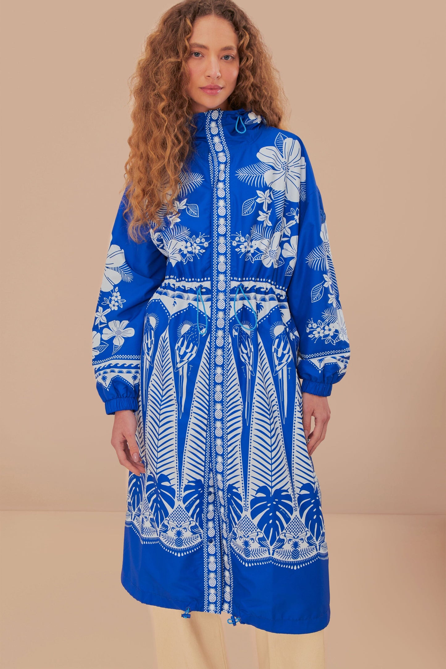 Blue Macaw Elegance Maxi Raincoat