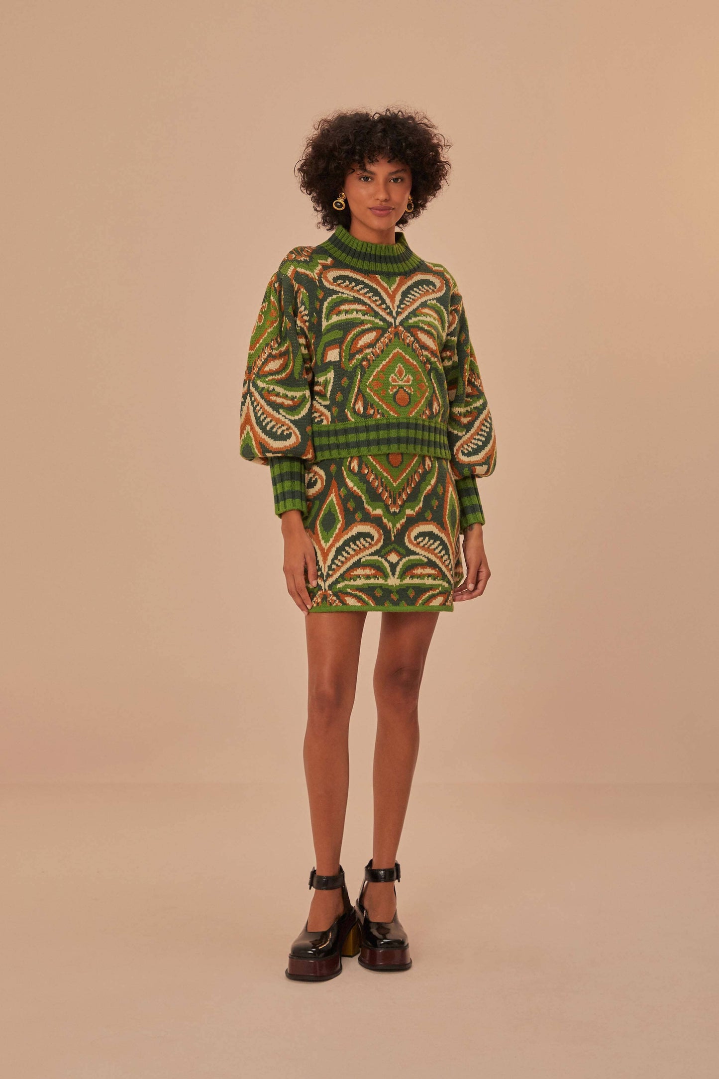 Green Pinneaple Ikat Sweater