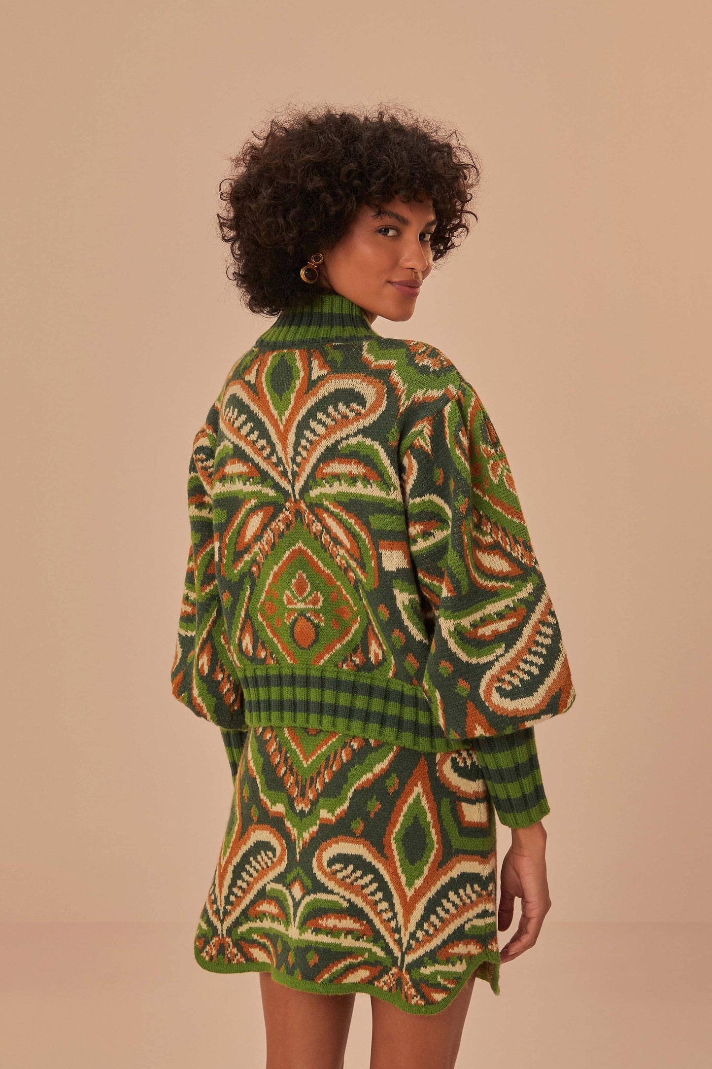 Green Pinneaple Ikat Sweater