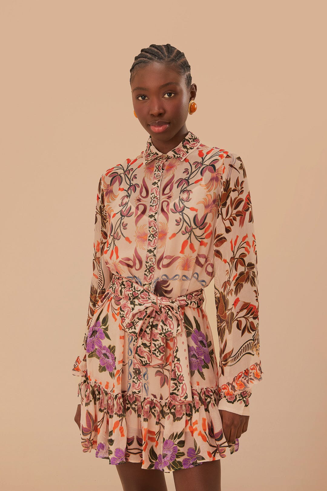 Cream Winter Garden Mini Dress FARM Rio Cream Winter Garden Mini Dress FARM Rio