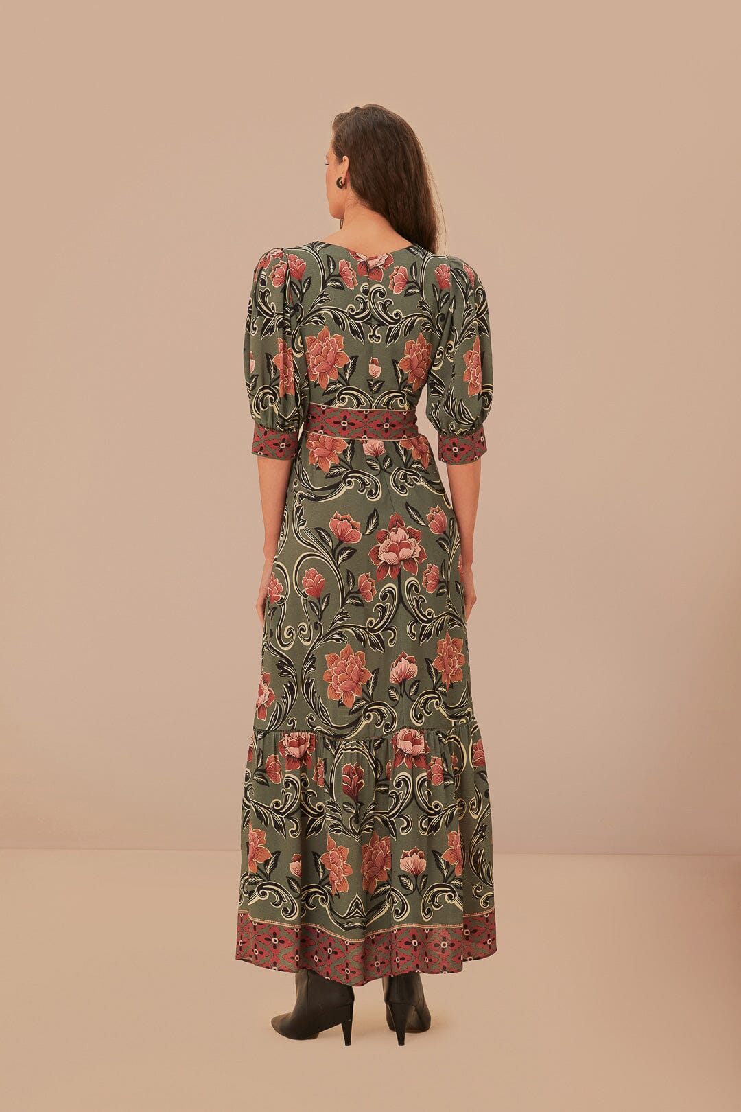 Arabesque Floral Green Maxi Dress