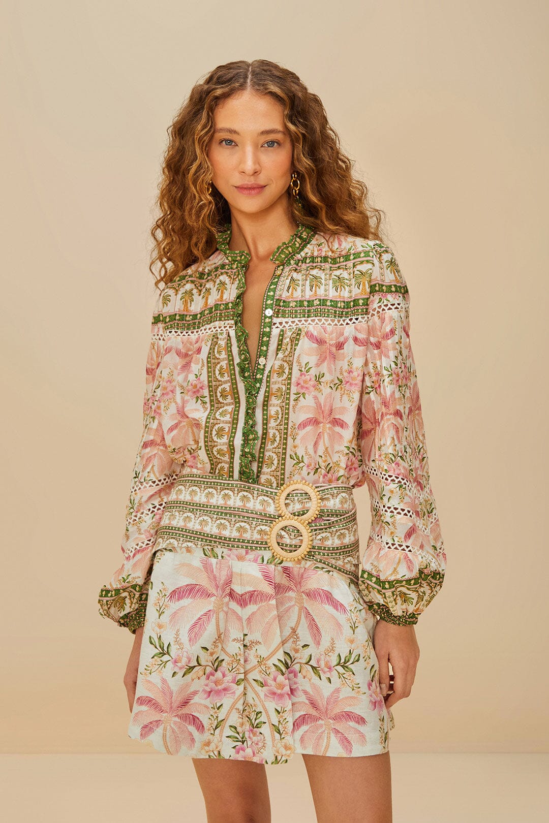 Palm Dream Off-White Double Waistband Mini Skirt