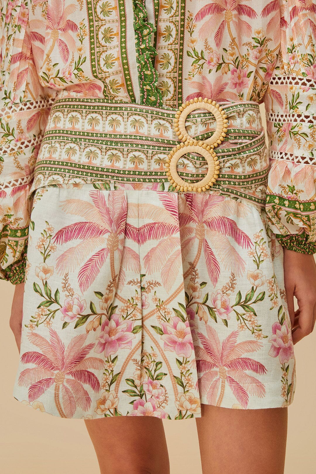 Palm Dream Off-White Double Waistband Mini Skirt