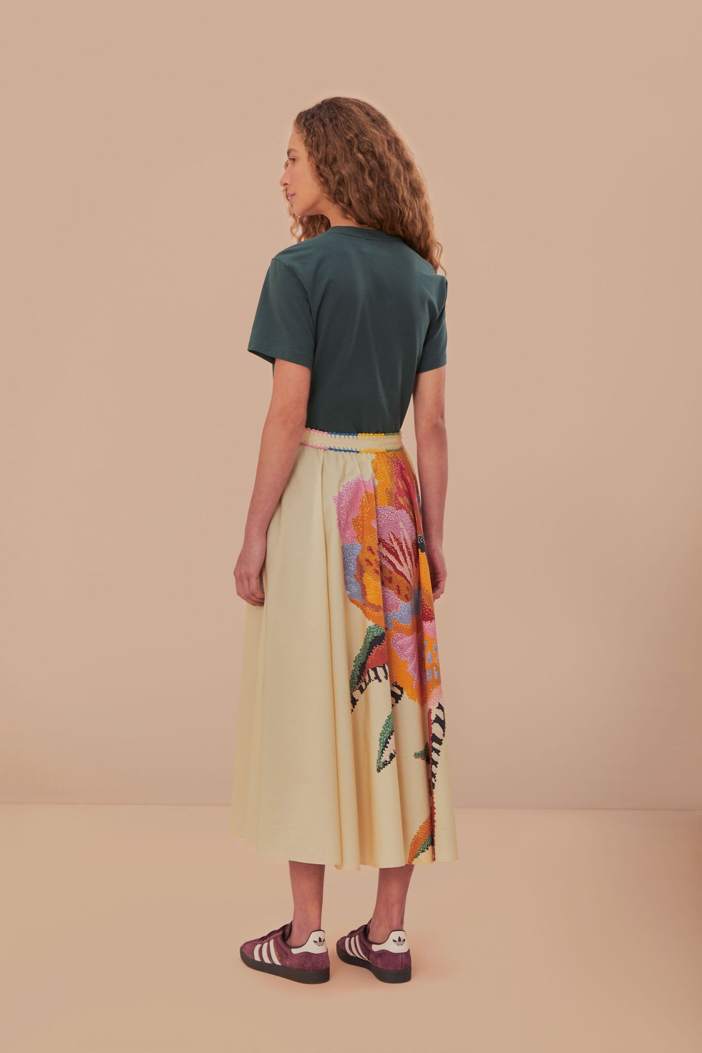 Beige Lucy Floral Maxi Skirt