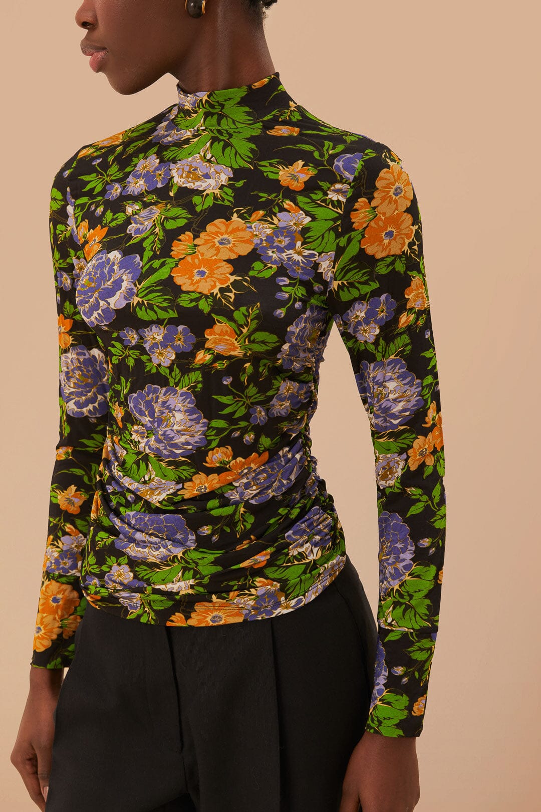 Capri Floral Black Jersey Blouse