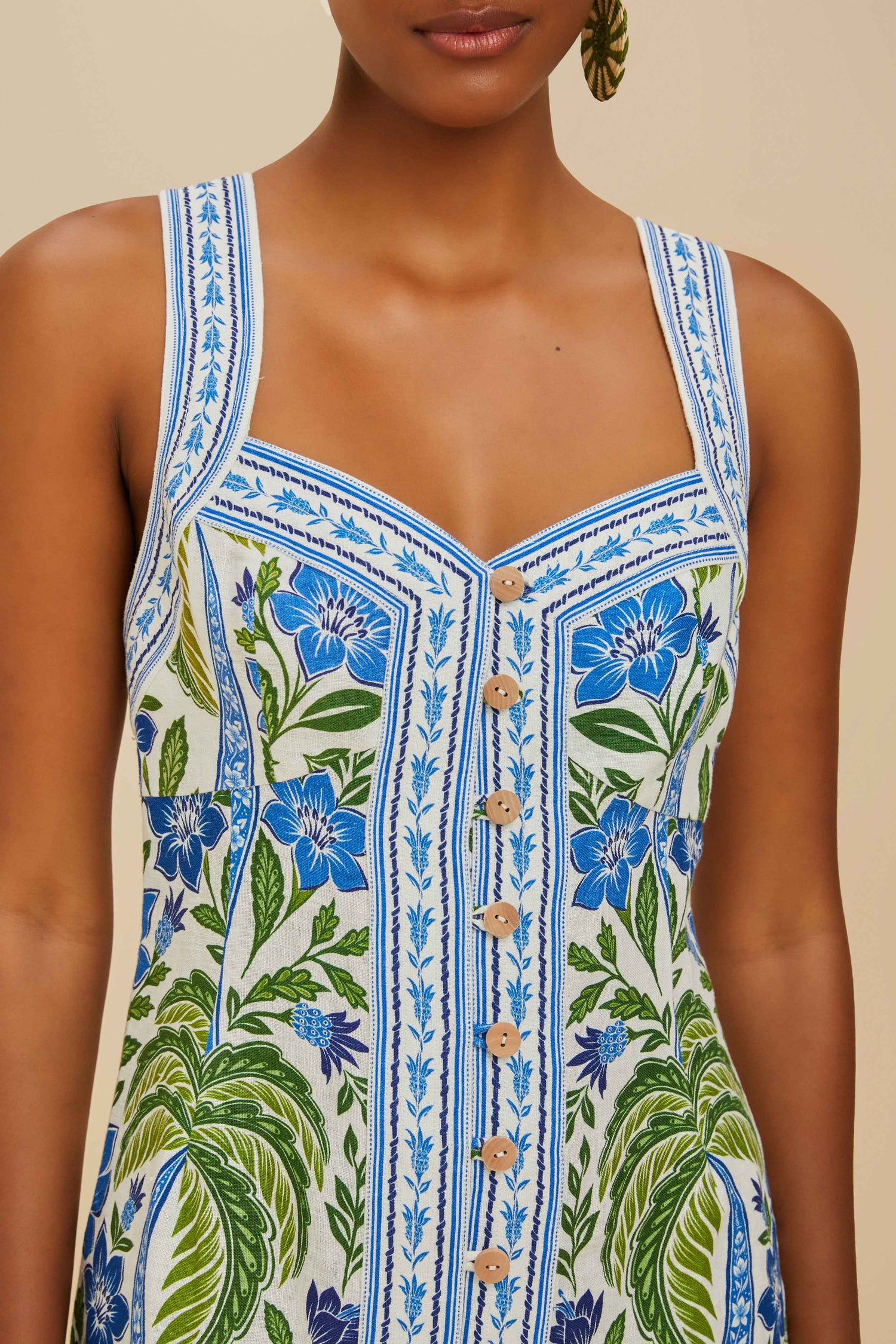 Off-White Tropicance Porcelain Garden Euroflax™ Premium Linen Mini Dress