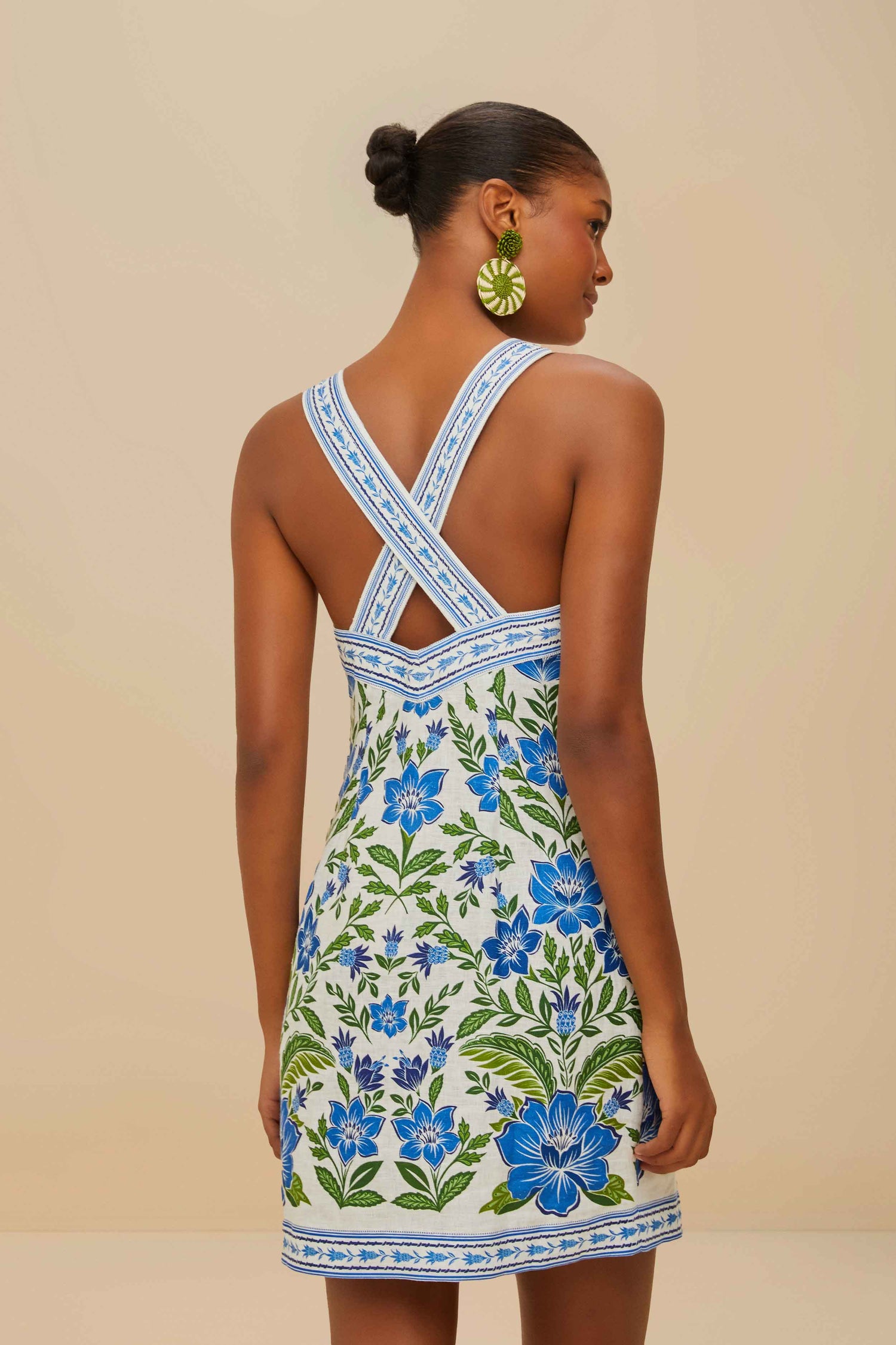 Off-White Tropicance Porcelain Garden Euroflax™ Premium Linen Mini Dress