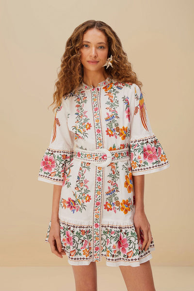 Farm Rio Women's Delicate Forest Mini Dress - White - Size Xs - Delicate Forest Farm Rio Women's Delicate Forest Mini Dress - White - Size Xs - Delicate Forest