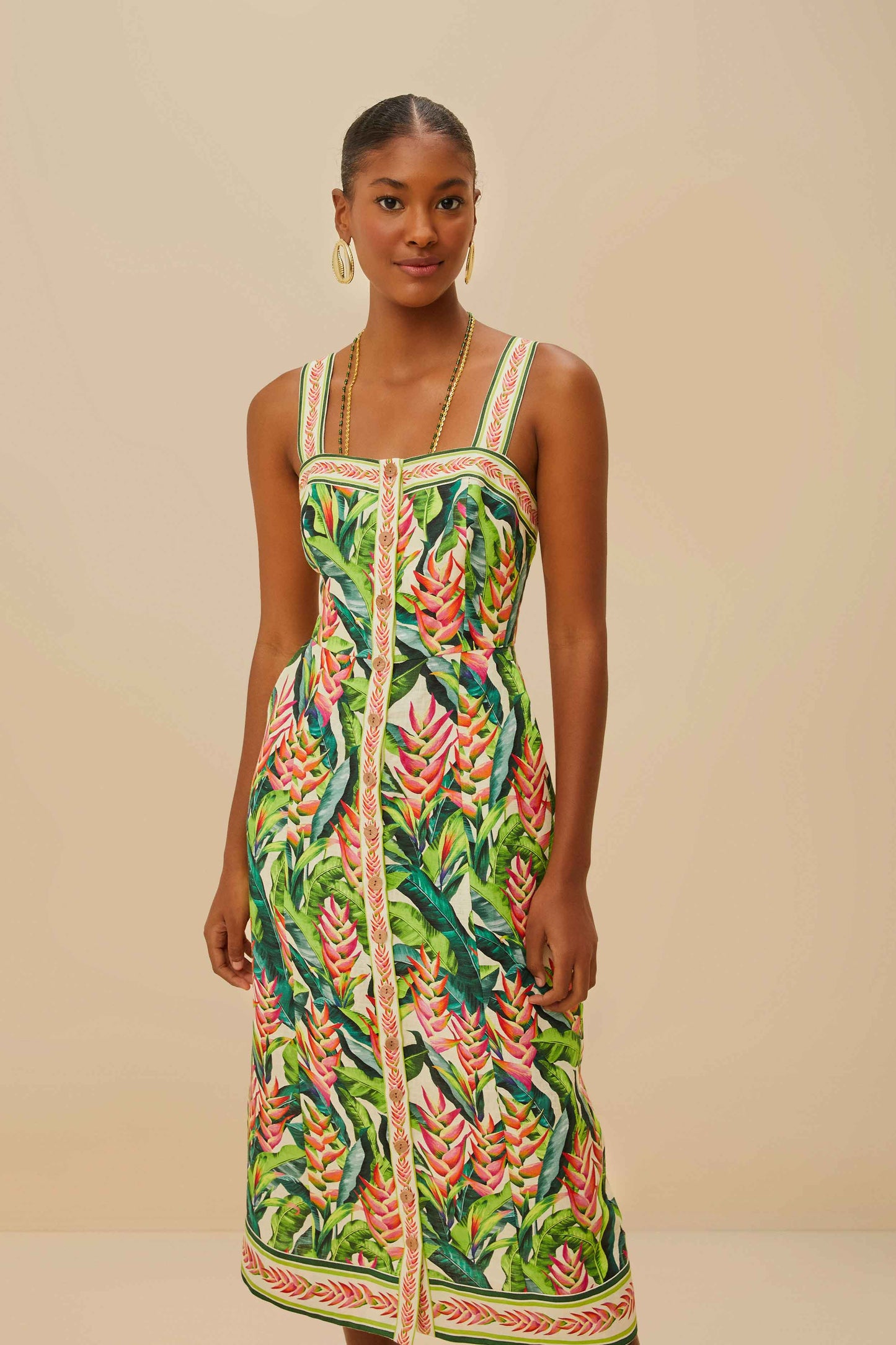 Heli Leaves Pearl Midi Dress