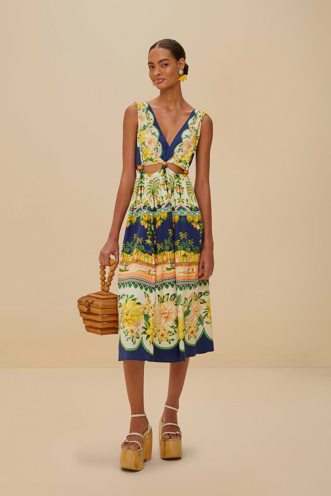 Amazon Garden Cream Midi Dress