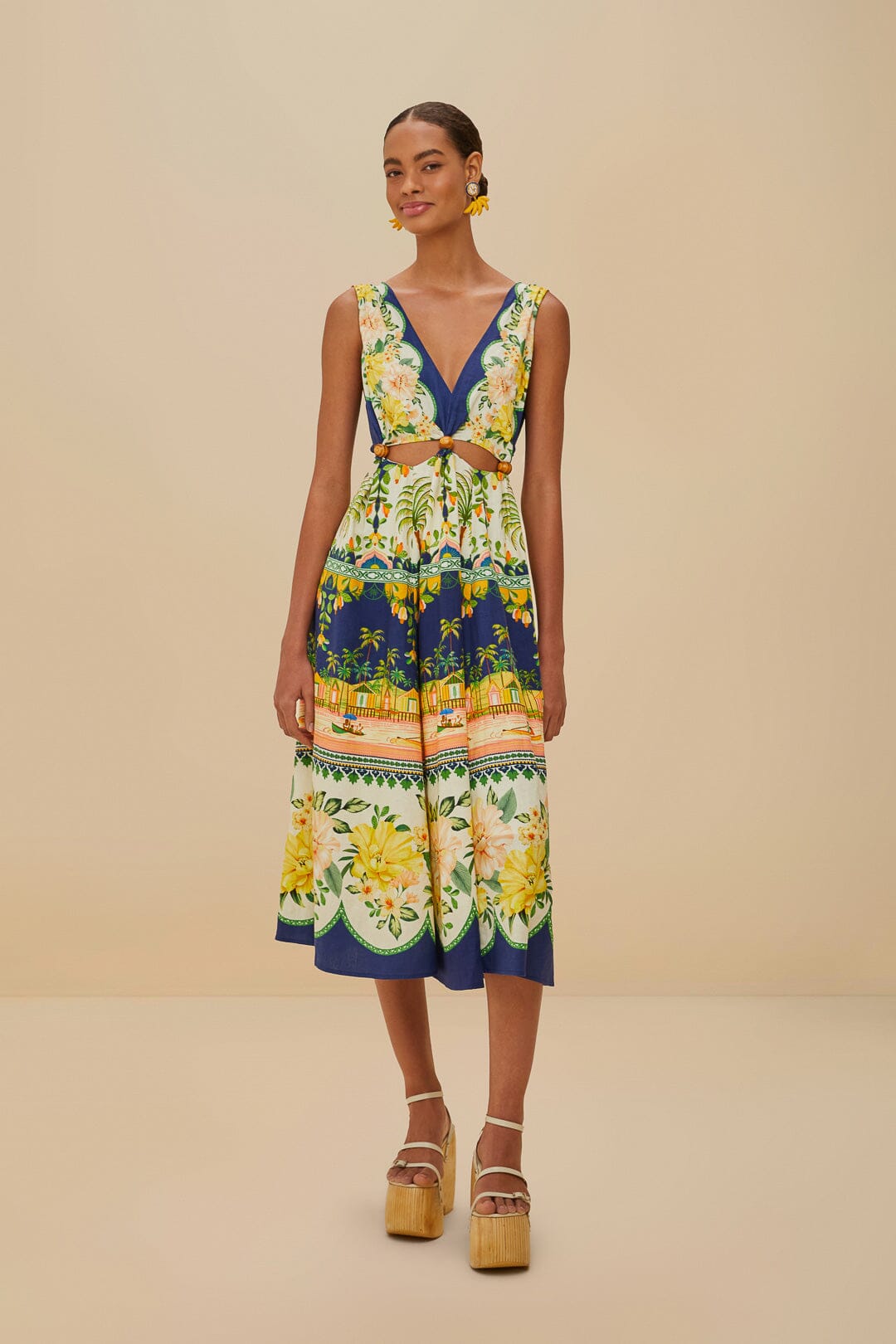 Amazon Garden Cream Midi Dress