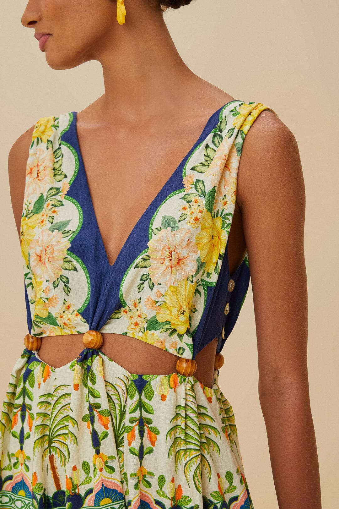 Amazon Garden Cream Midi Dress