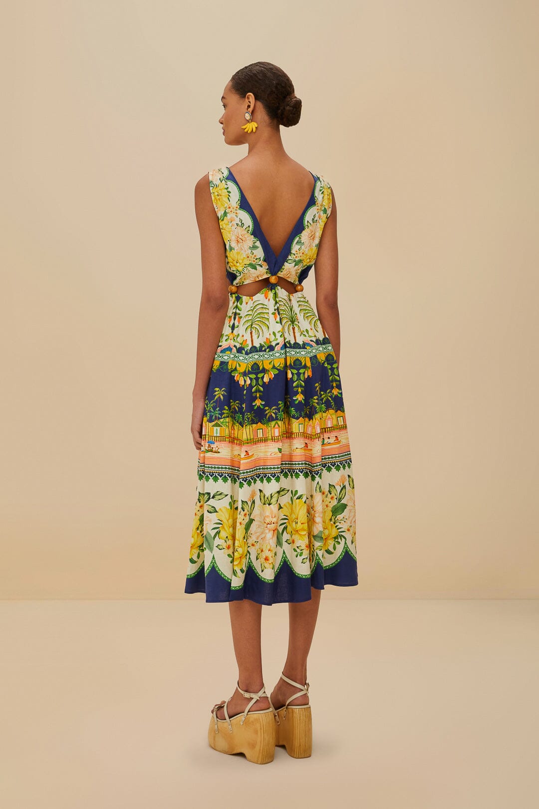 Amazon Garden Cream Midi Dress