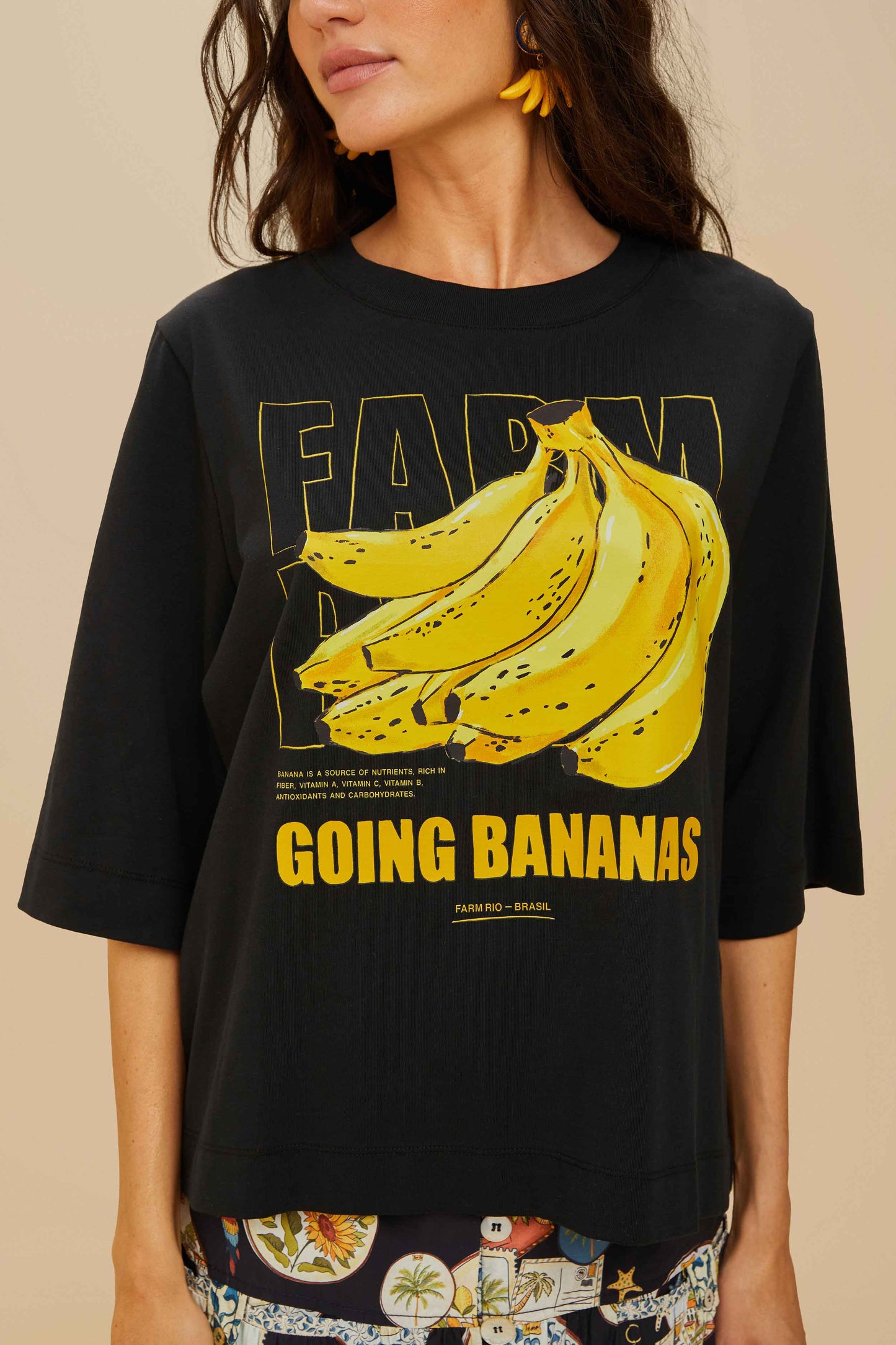 Black Tropical Bananas Organic Cotton T-Shirt
