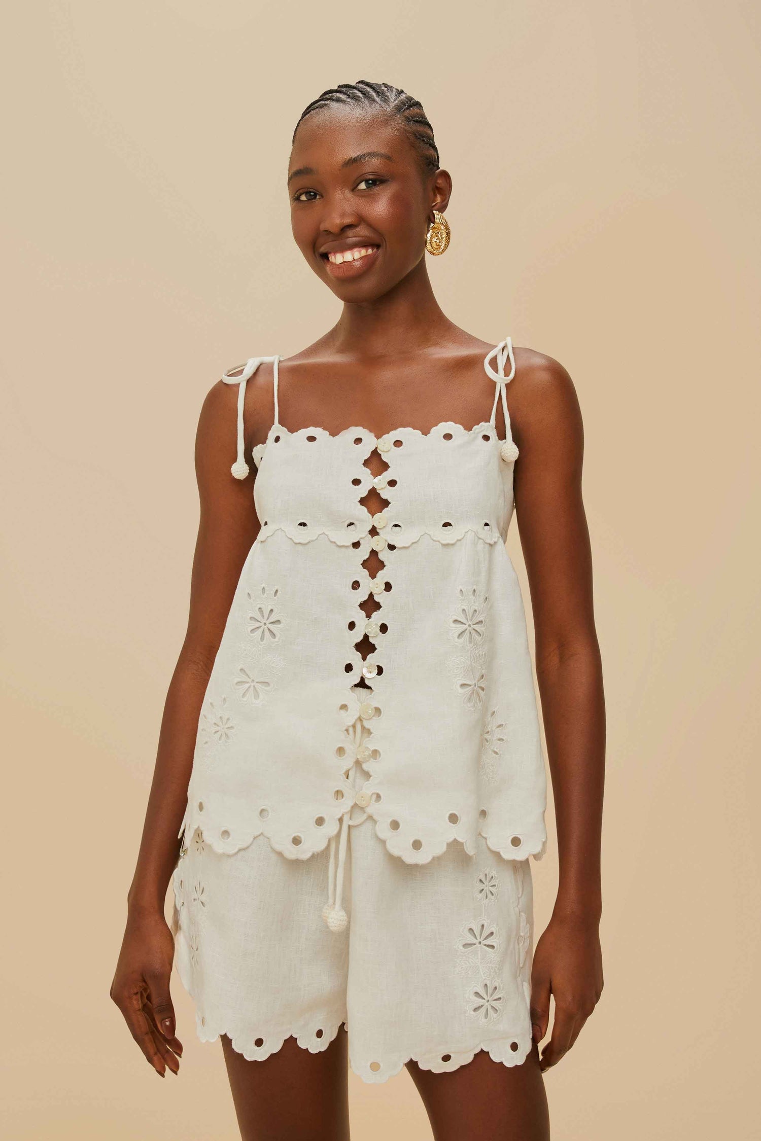 Off-White Flowers Richelieu Euroflax™ Premium Linen Shorts