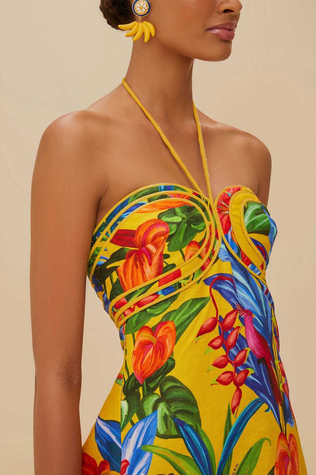Bright Nature Yellow Mini Dress Sleeveless