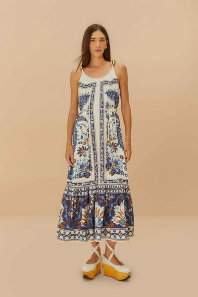 strapless open back dress Farm Rio Ana Tapestry Linen Blend Sundress in Off-White at Nordstrom, Size X-Small