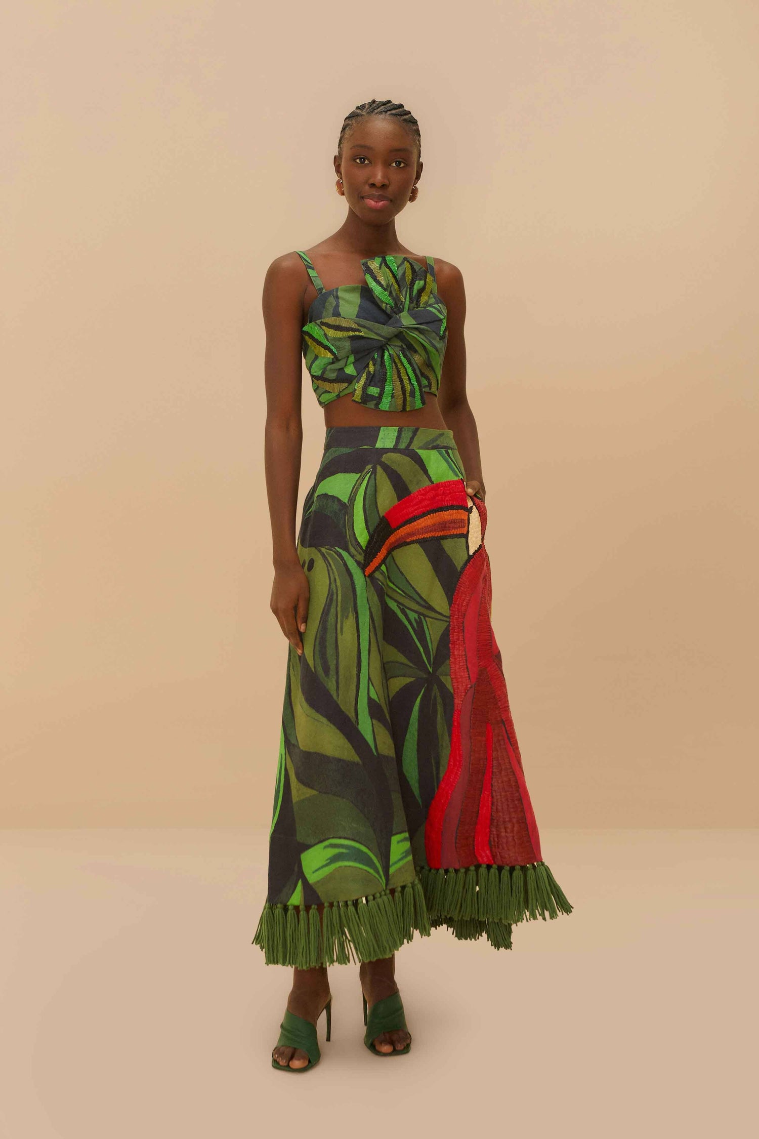 Black Coconut Tree Flow Crop Top