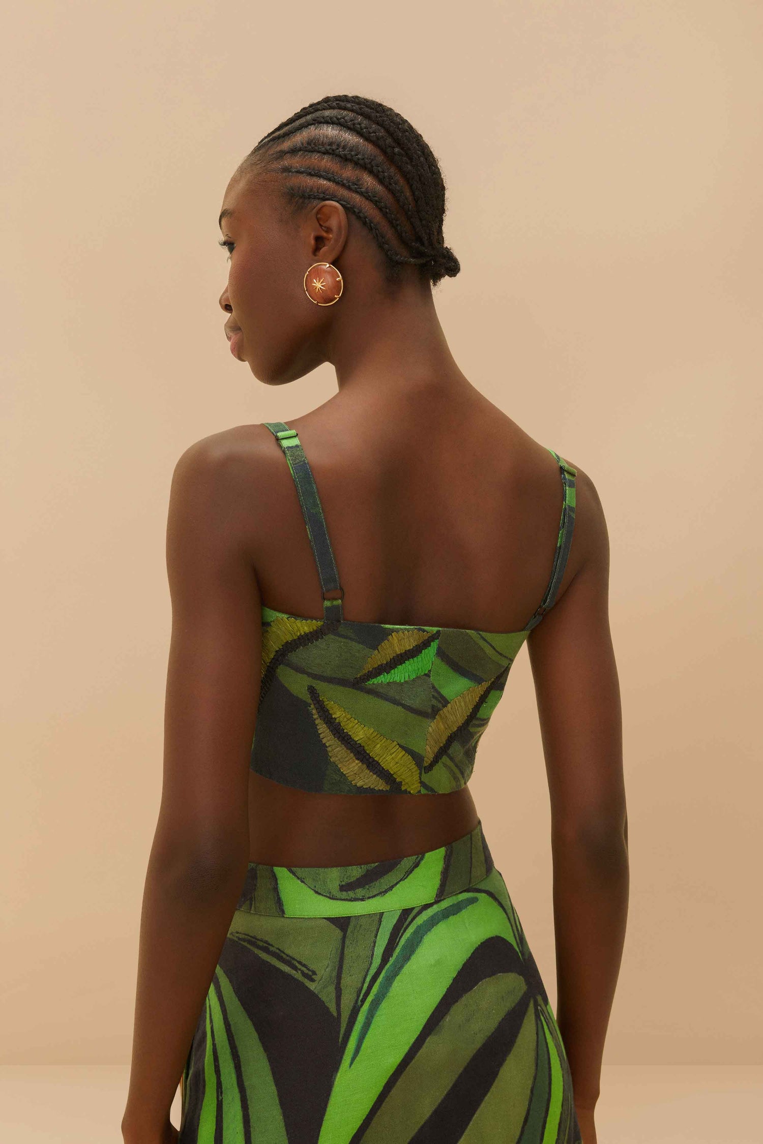 Black Coconut Tree Flow Crop Top