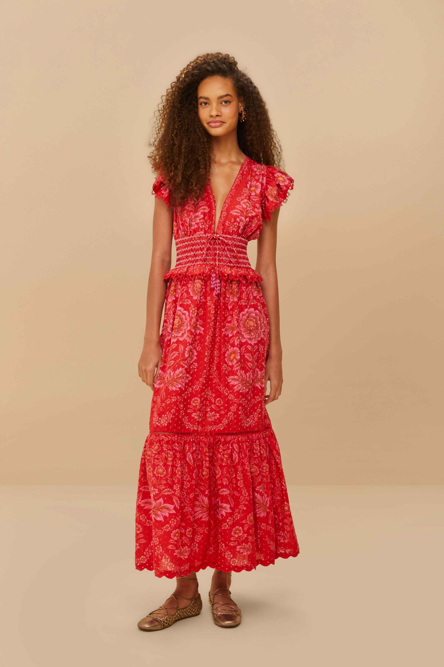 Red Olivia Lace Maxi Dress