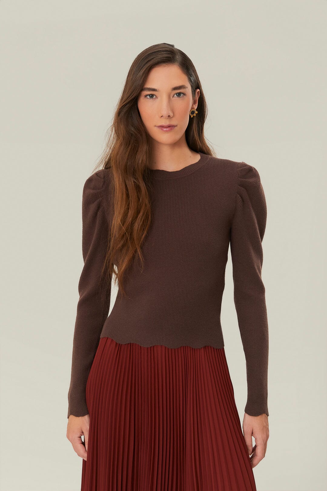 Brown Knit Blouse