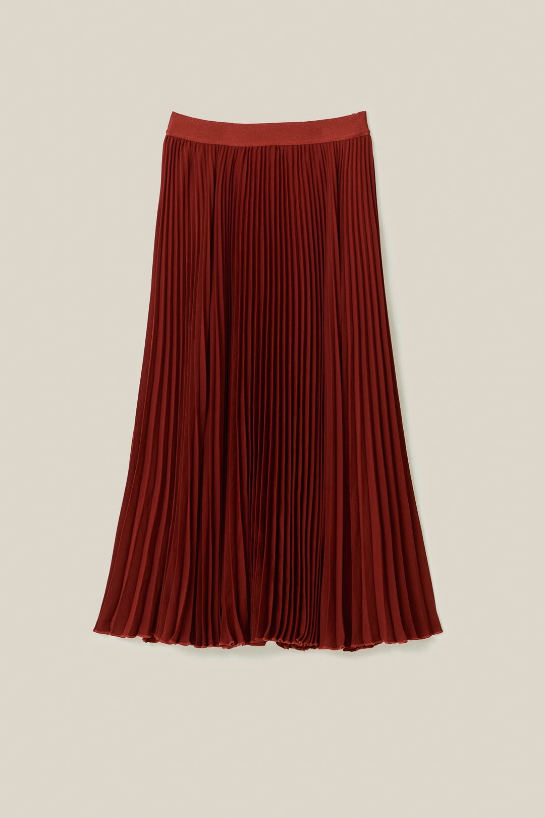 Brown Pleated Maxi Skirt