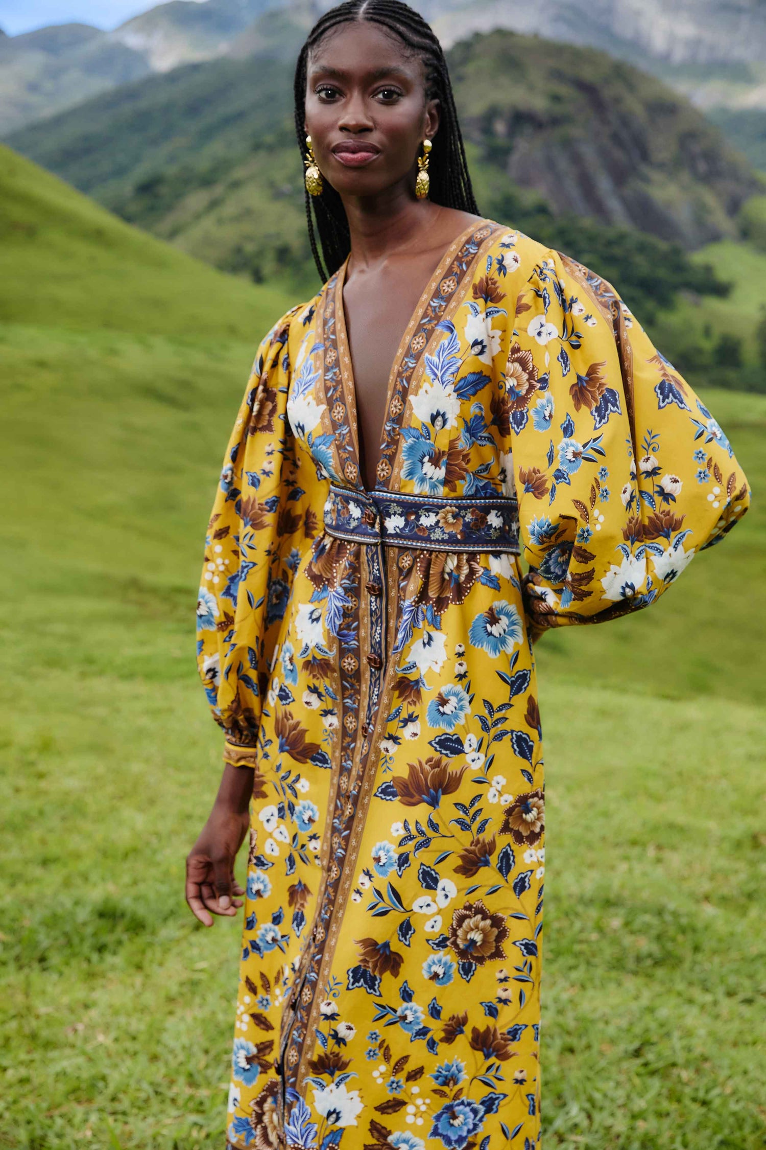Yellow Flowering Garden Tree Organic Cotton Maxi Dress | FARM Rio Yellow Flowering Garden Tree Organic Cotton Maxi Dress | FARM Rio