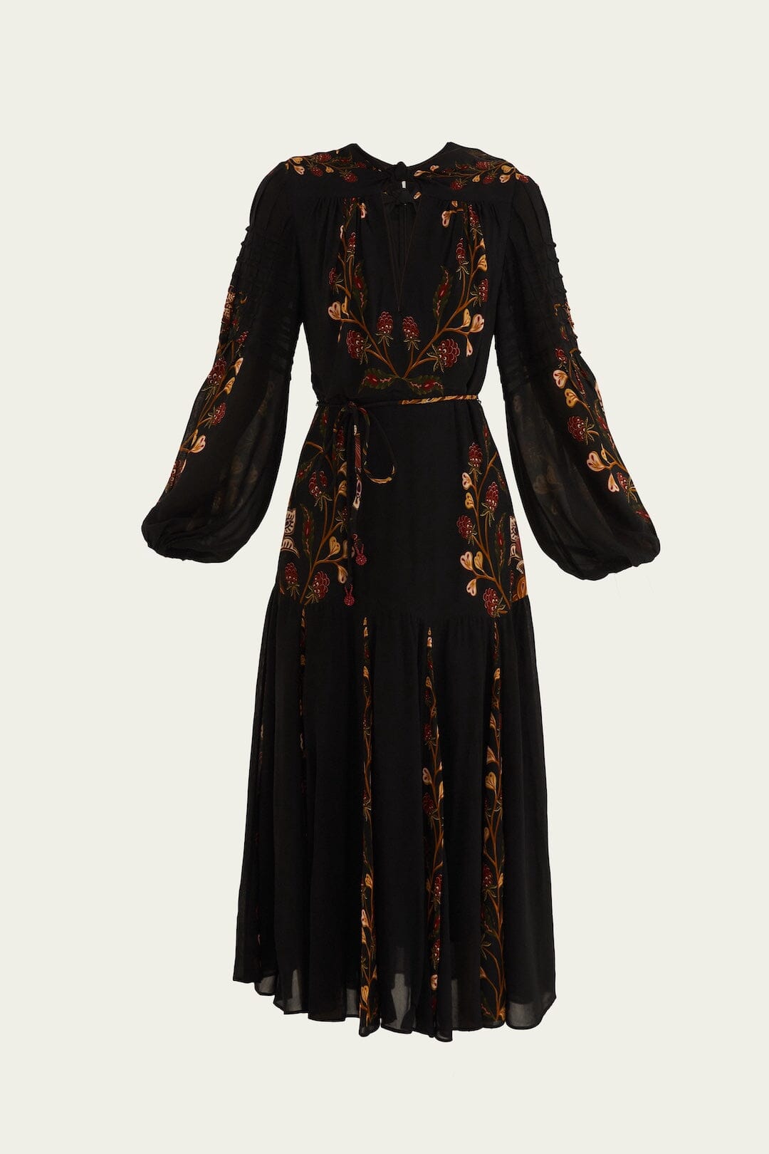 Black Berry Garden Long Sleeve Pleated Maxi Dress | FARM Rio Black Berry Garden Long Sleeve Pleated Maxi Dress | FARM Rio