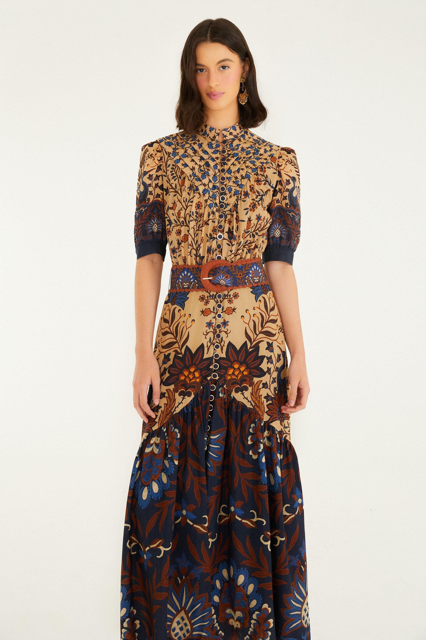 Cream Marvelous Garden Short Sleeve Midi Dress