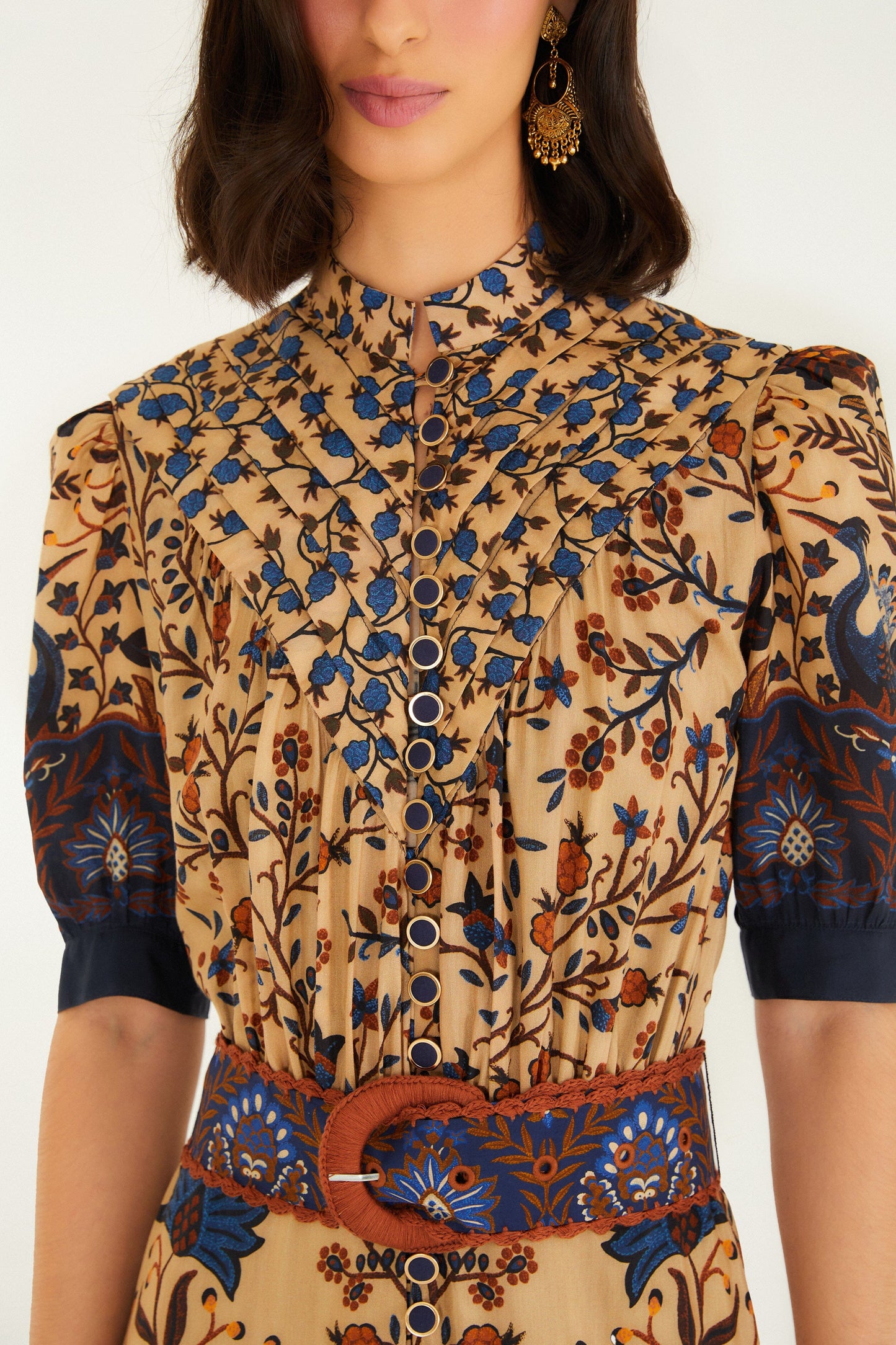 Cream Marvelous Garden Short Sleeve Midi Dress