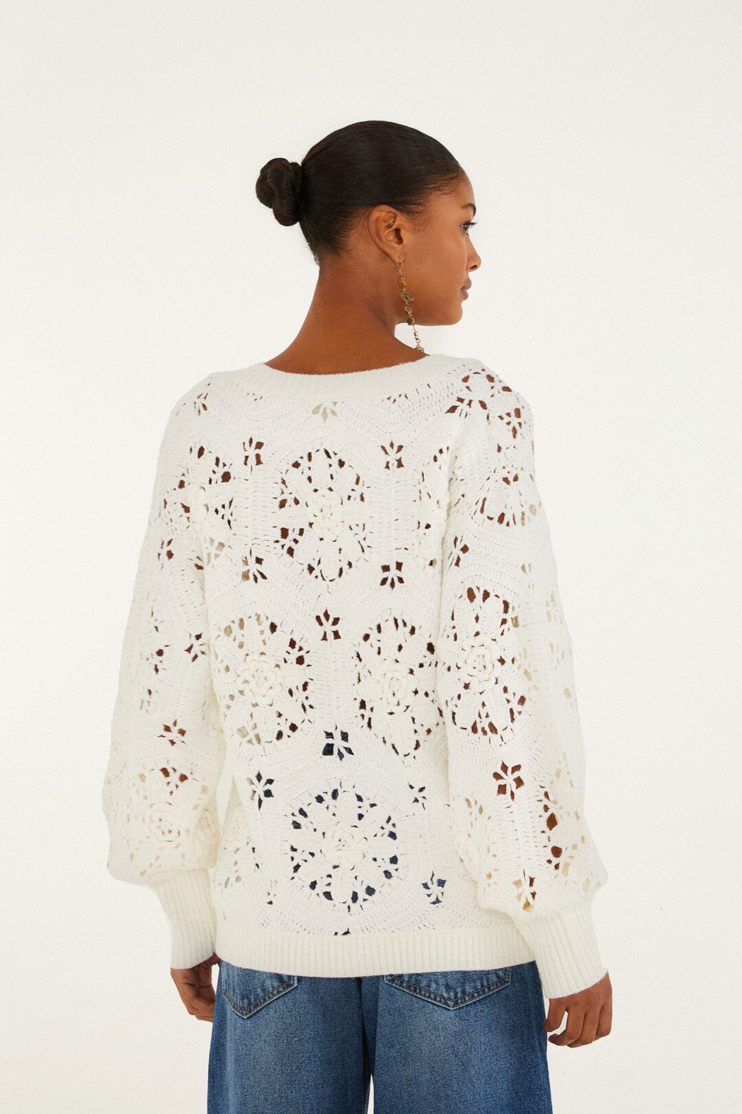 Off-White Crochet 3d Flower Knit Cardigan