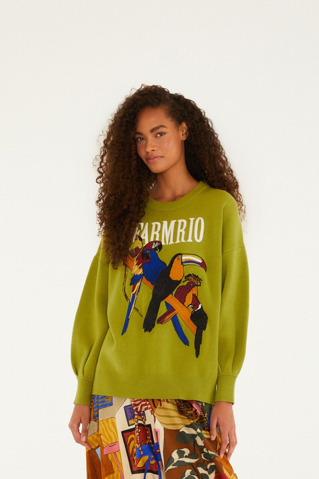 Green Nature Lovers Embroidered Sweater