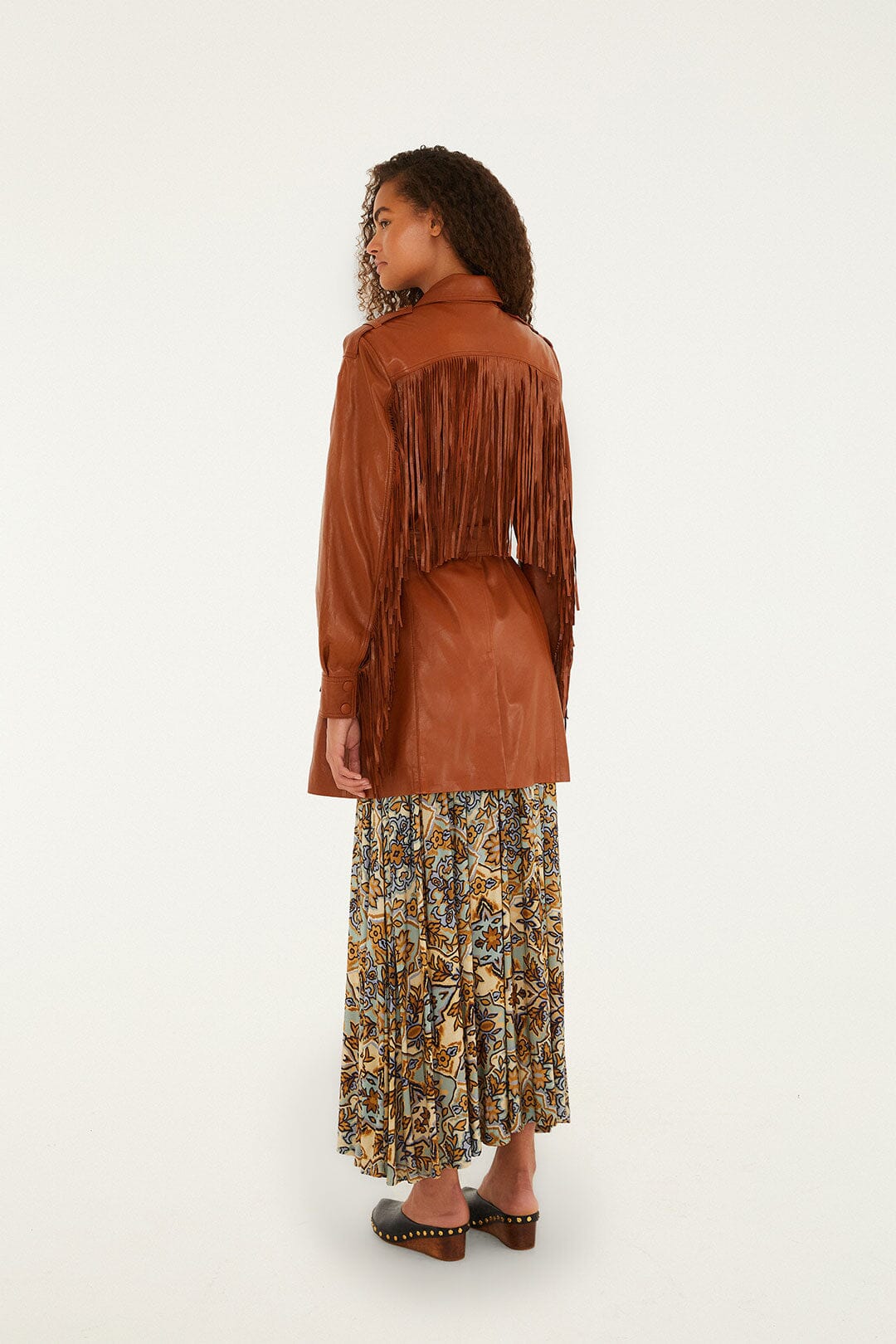 Brown Fringes Leather Coat