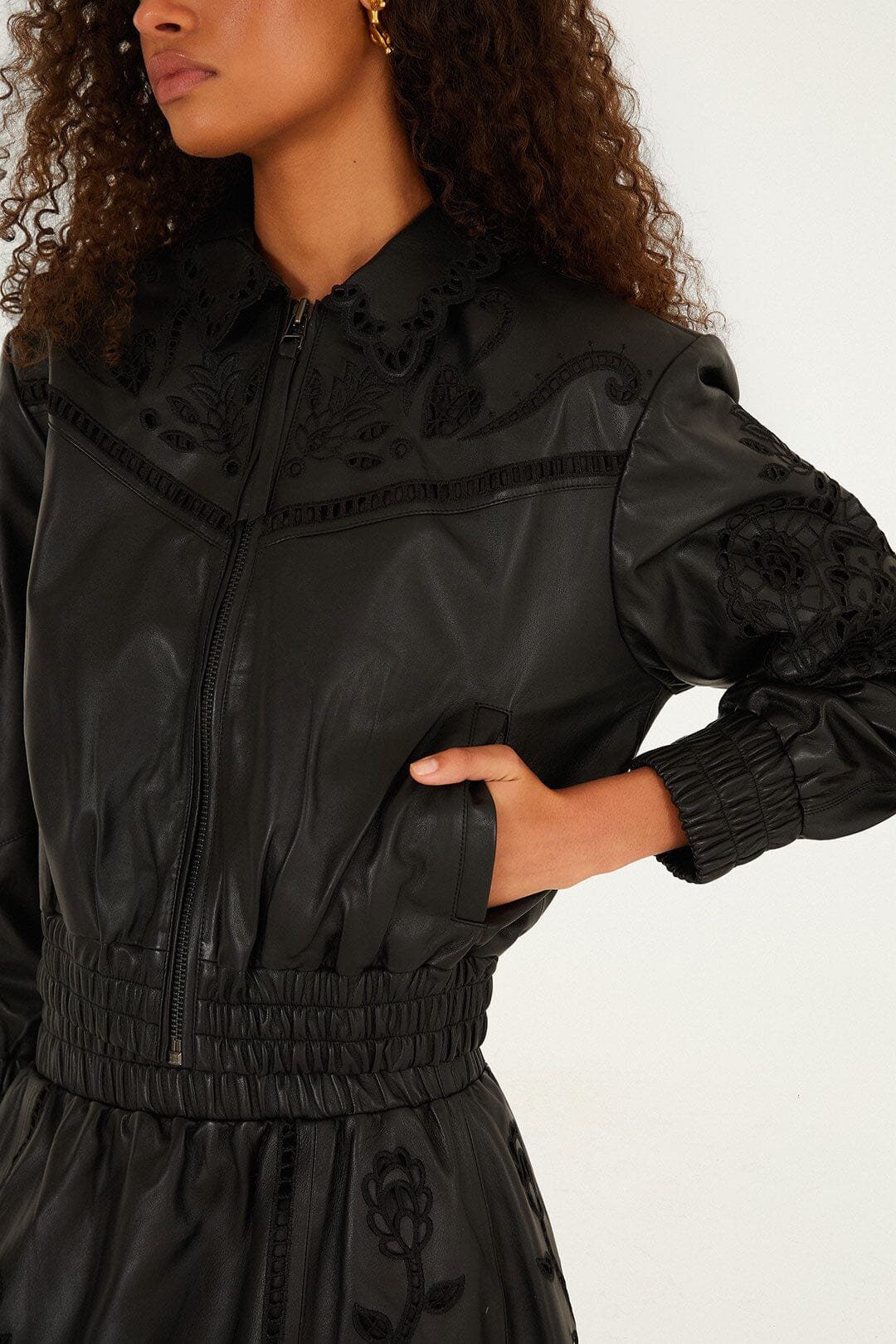 Black Richelieu Heart Leather Jacket