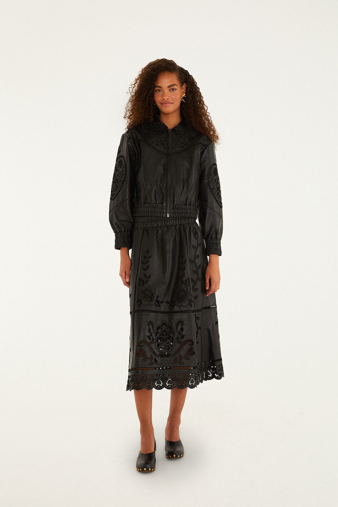 Black Richelieu Heart Leather Jacket