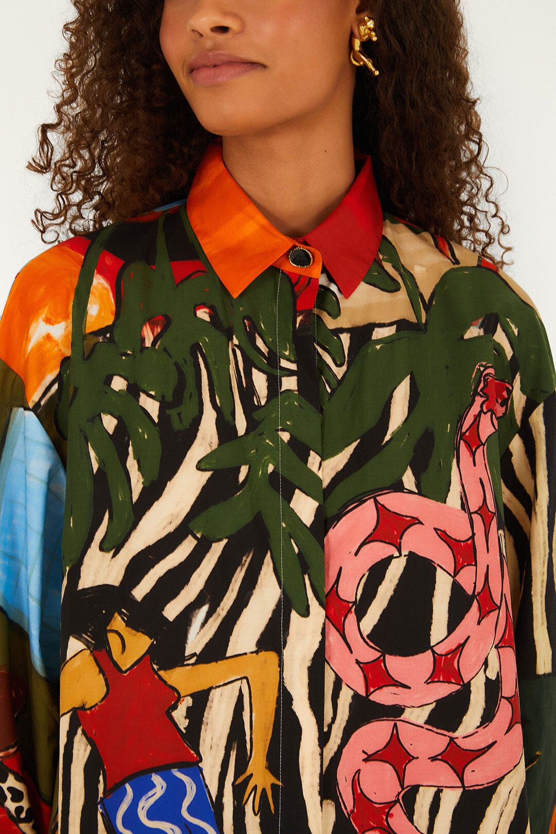 Tropical Multicolor Long Sleeve Organic Cotton Shirt