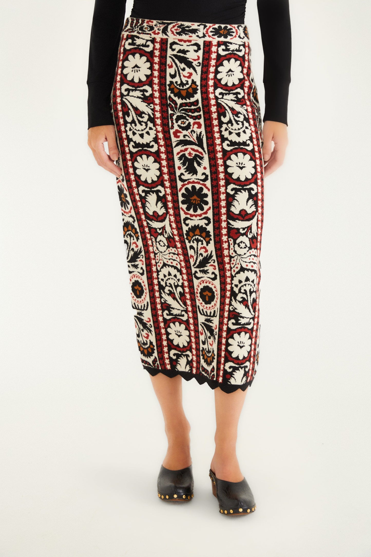 Stripes Winter Tapestry Knit Skirt